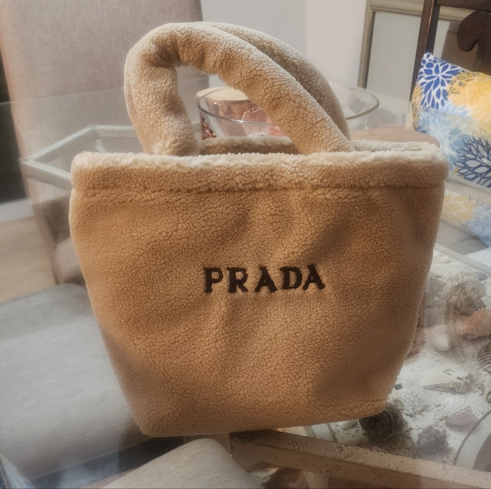 Prada Beige Shearling Tote